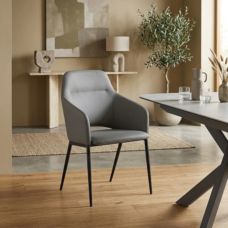 Sedia da pranzo Ecopelle - Palma Grigio scuro