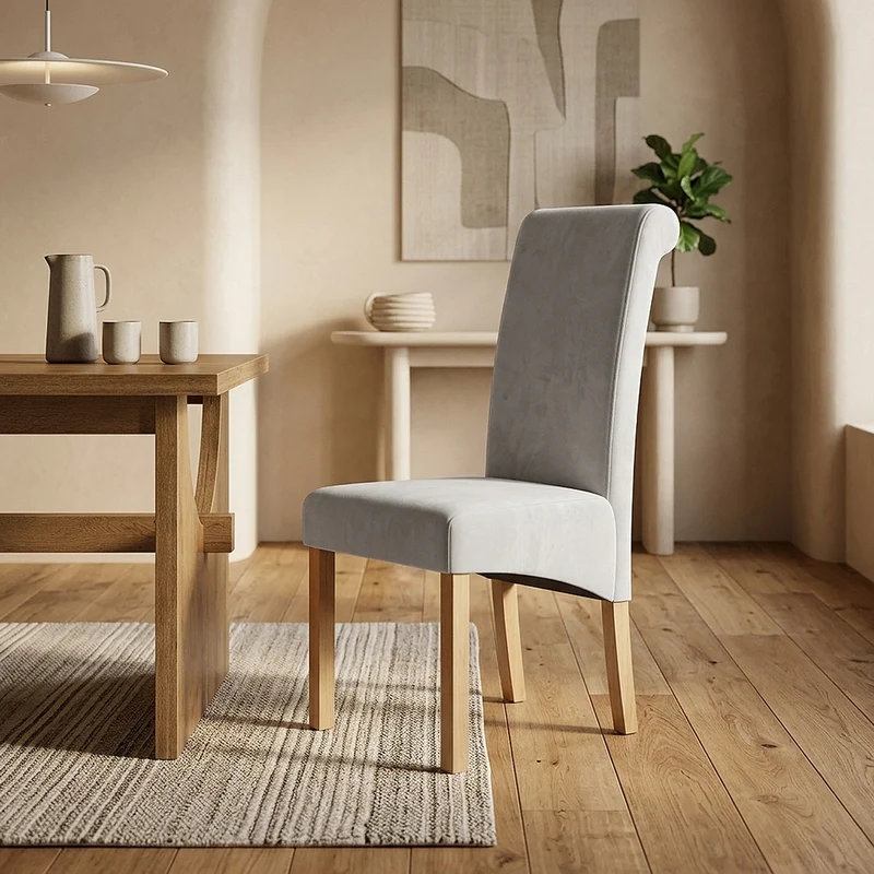 Sedia Velluto Legno - Carolina Grigio