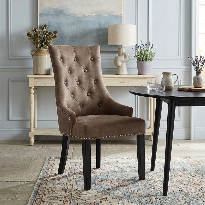 Sedia Ecopelle Legno - Ascot Marrone
