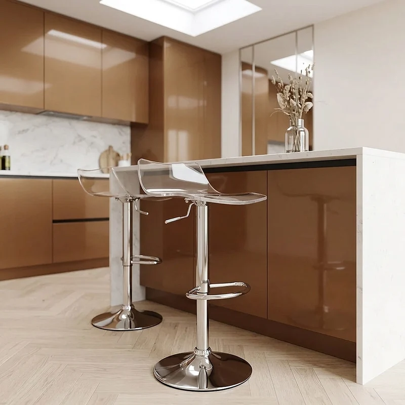 Sgabello Plastica Cromato - Crystal Trasparente