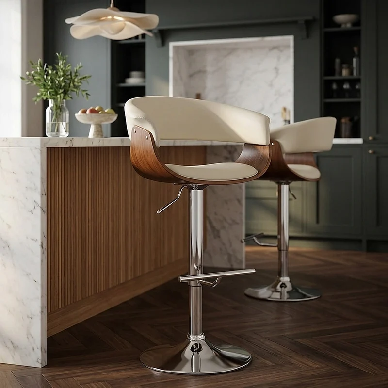 Sgabello Ecopelle Legno - Grafton Crema