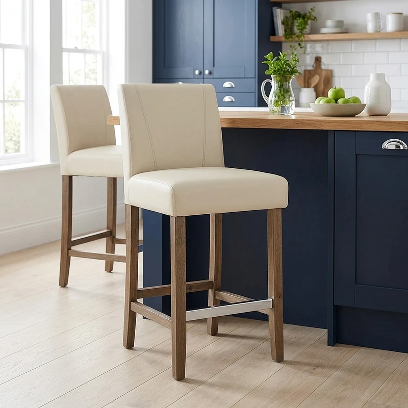 Sgabello Ecopelle Legno - Chartwell Crema