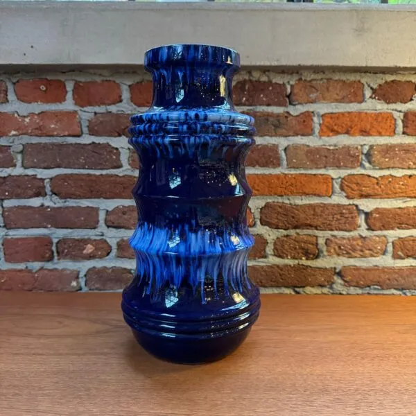 Vaso Alto in Ceramica Blu – West Germany (Anni '70)