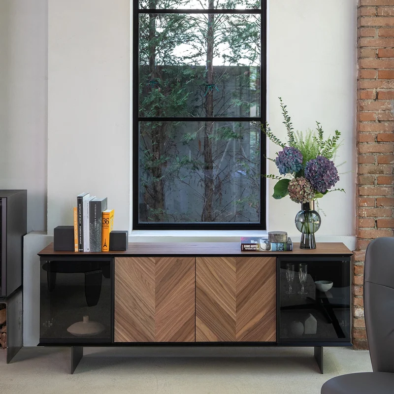 Aira Wood Sideboard | LED Lighting & Glass Accents | Modern Storage