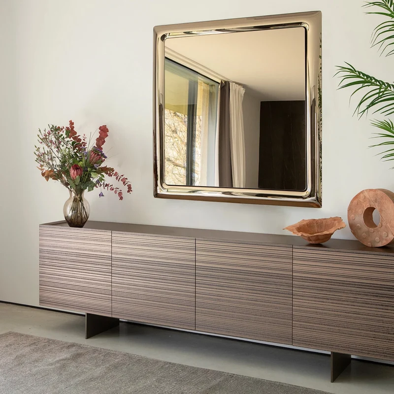 Stripes Bronze Textured Sideboard | Graphic Modern Storage Unit