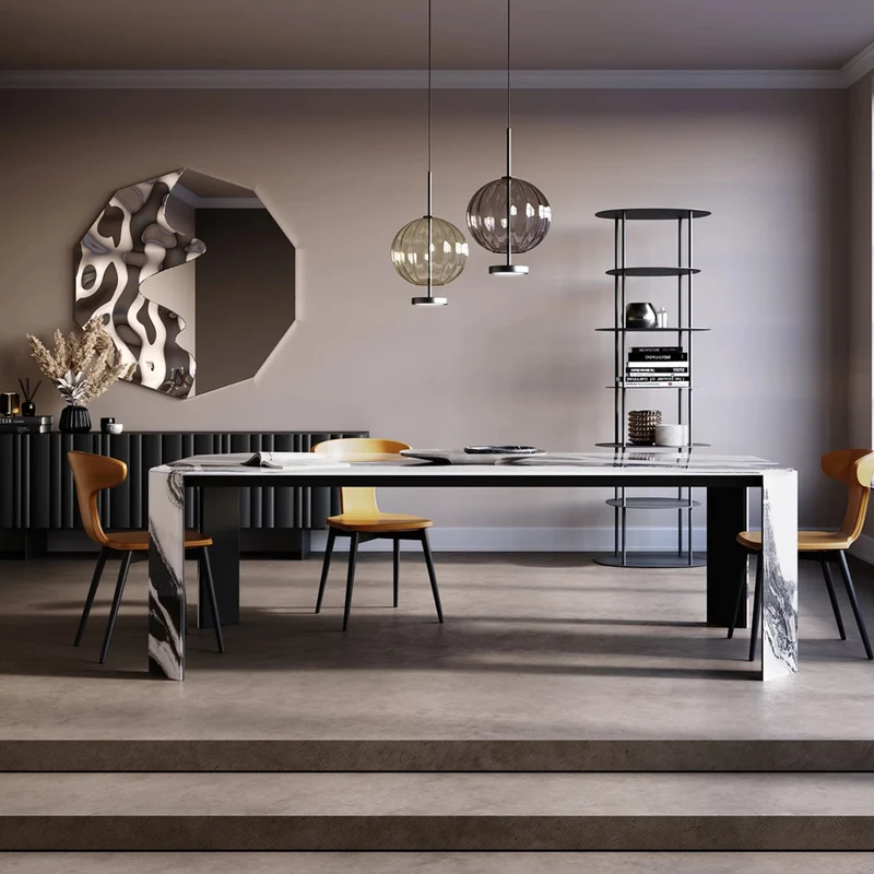 Panta Rei Elegant Glass Dining Table | Nature-Inspired Italian Design