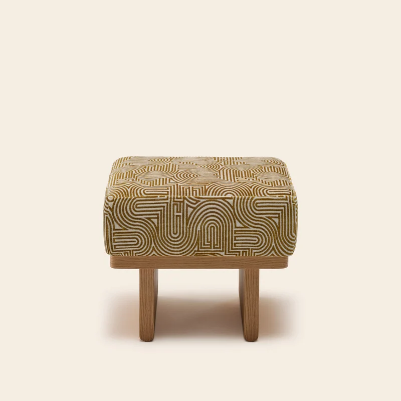 Tabouret ANCA klark écru et moutarde