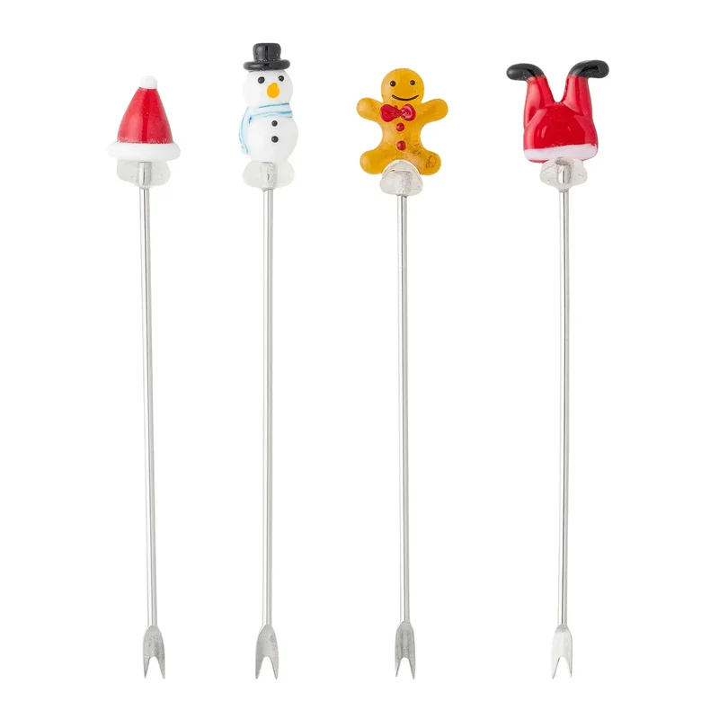 Cocktailvork glas rood Feliz - set van 4