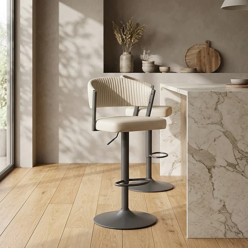 Sgabello Ecopelle Graphite - Lusso Crema