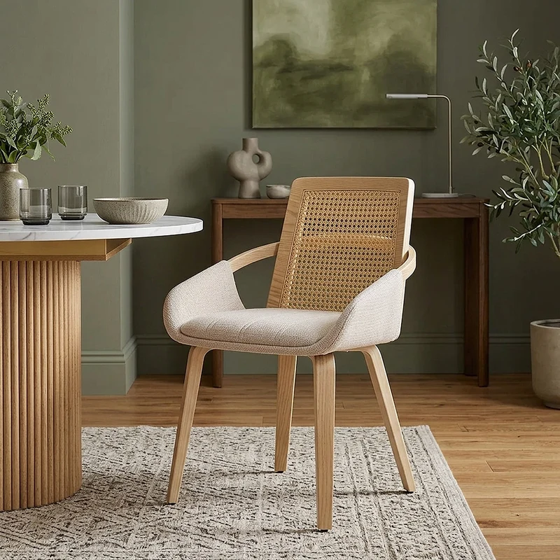 Sedia Legno Tessuto - Cleveland Crema