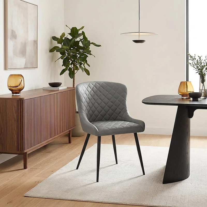 Sedia Ecopelle Metallo - Provence Grigio