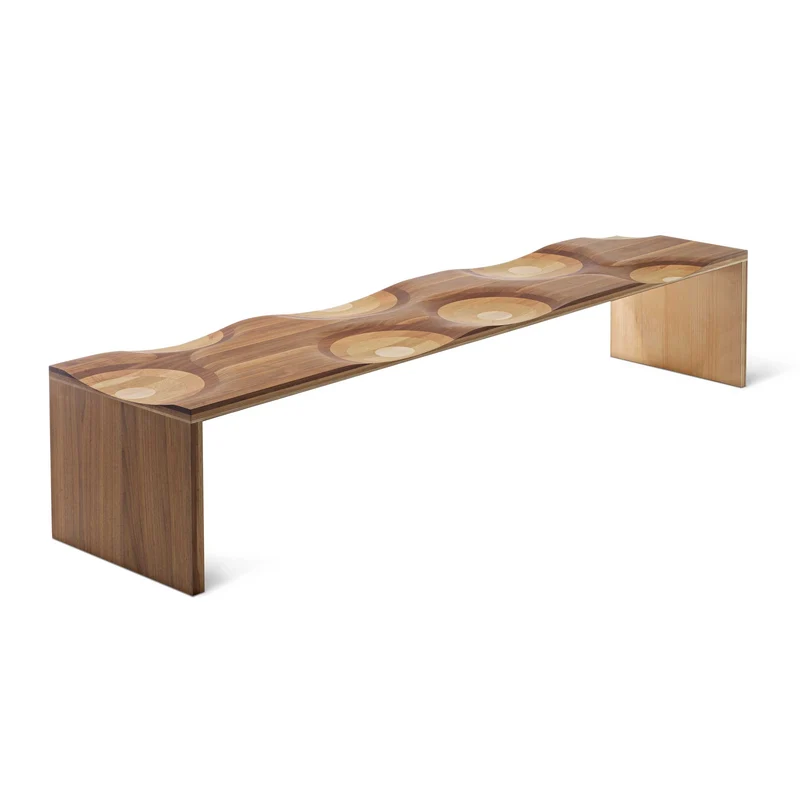Wood Bench RIPPLES by Toyo Ito for Horm