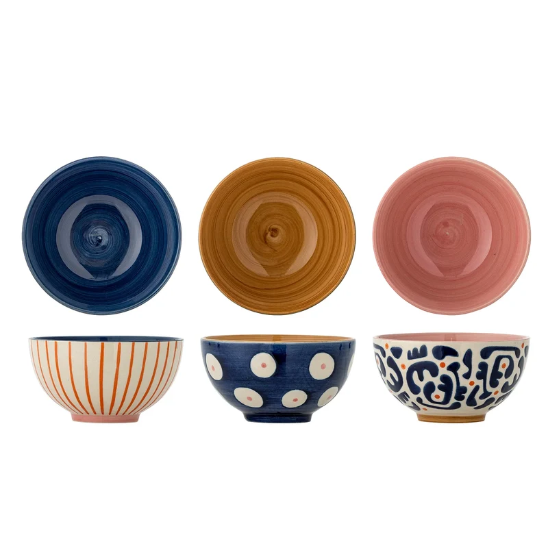 Schalenset Eviaya blauw aardewerk - set van 3