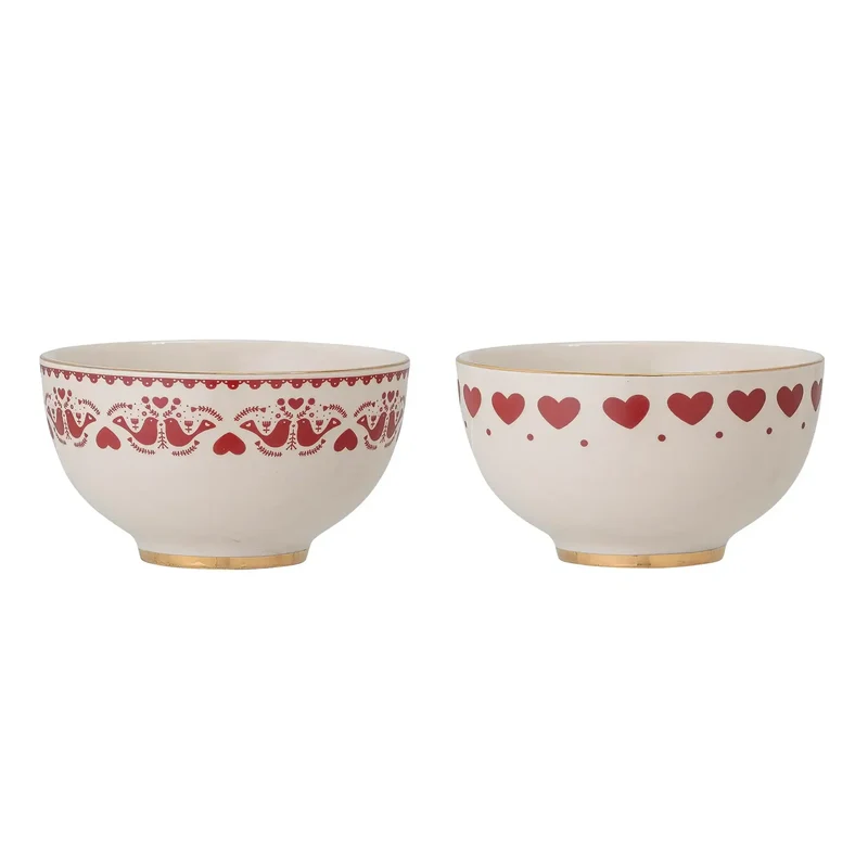 Schaal aardewerk rood Jolly - set van 2