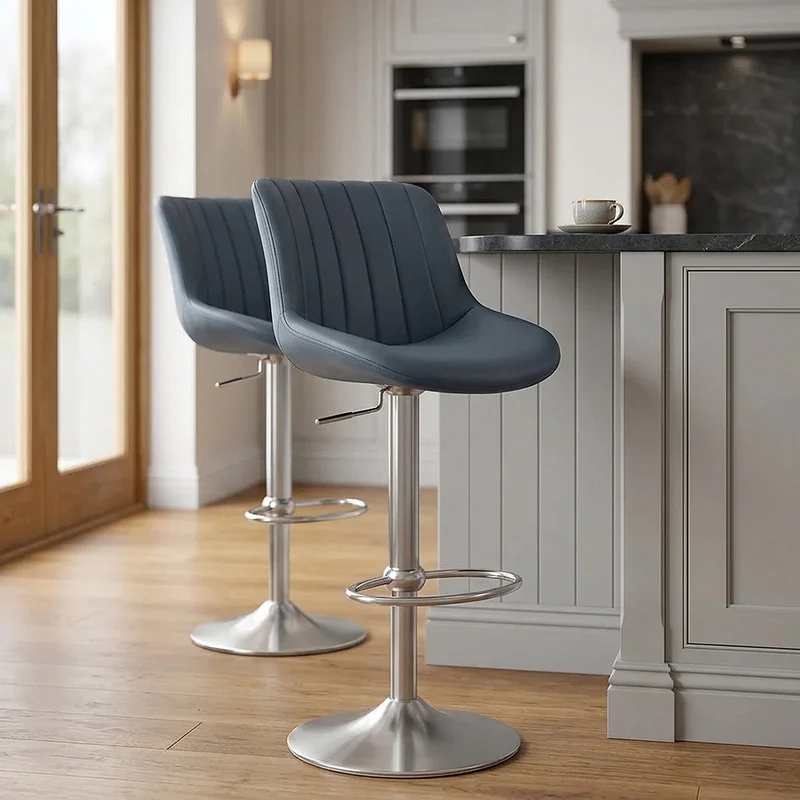 Sgabello da bar Vera Pelle - Versailles Blu