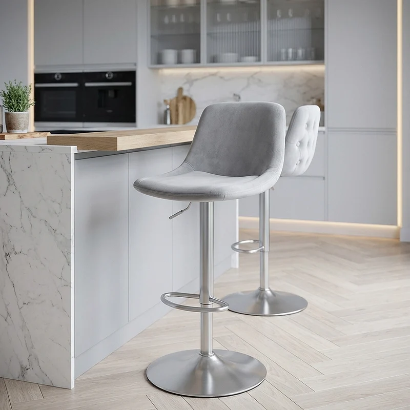 Sgabello Velluto Satinato - Scoop Grigio