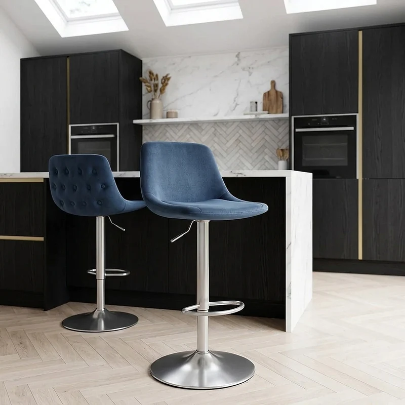 Sgabello Velluto Satinato - Scoop Blu