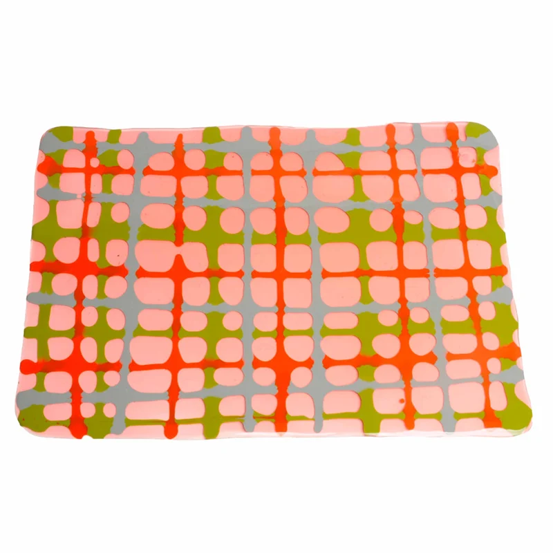 Resin Placemat TARTAN Light Ruby Green Set of Four by Paola Navone for Corsi Design