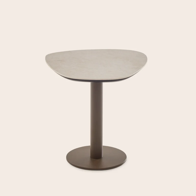 Table d'appoint ISMERIA effet travertin et bronze
