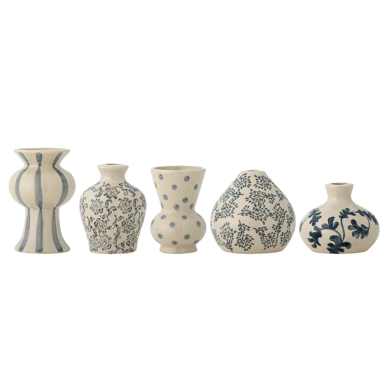 Vazenset aardewerk blauw Quinto - set van 5