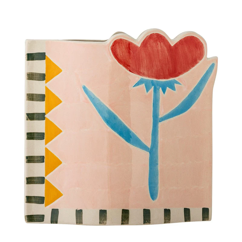 Vaas aardewerk roze Vinia 23cm