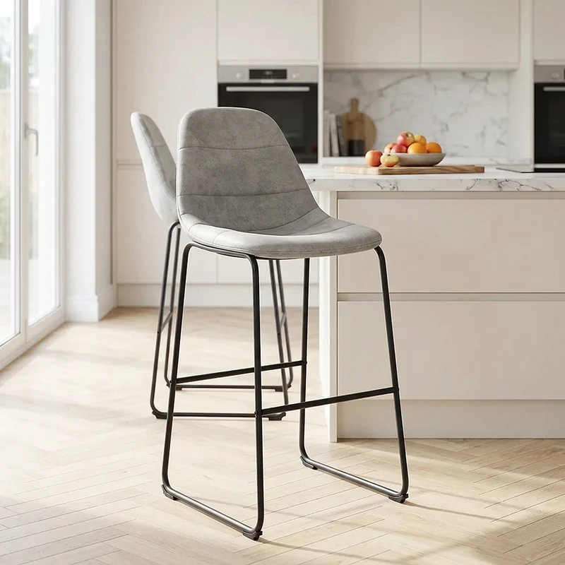 Sgabello Tessuto Anticato - Platina Grigio