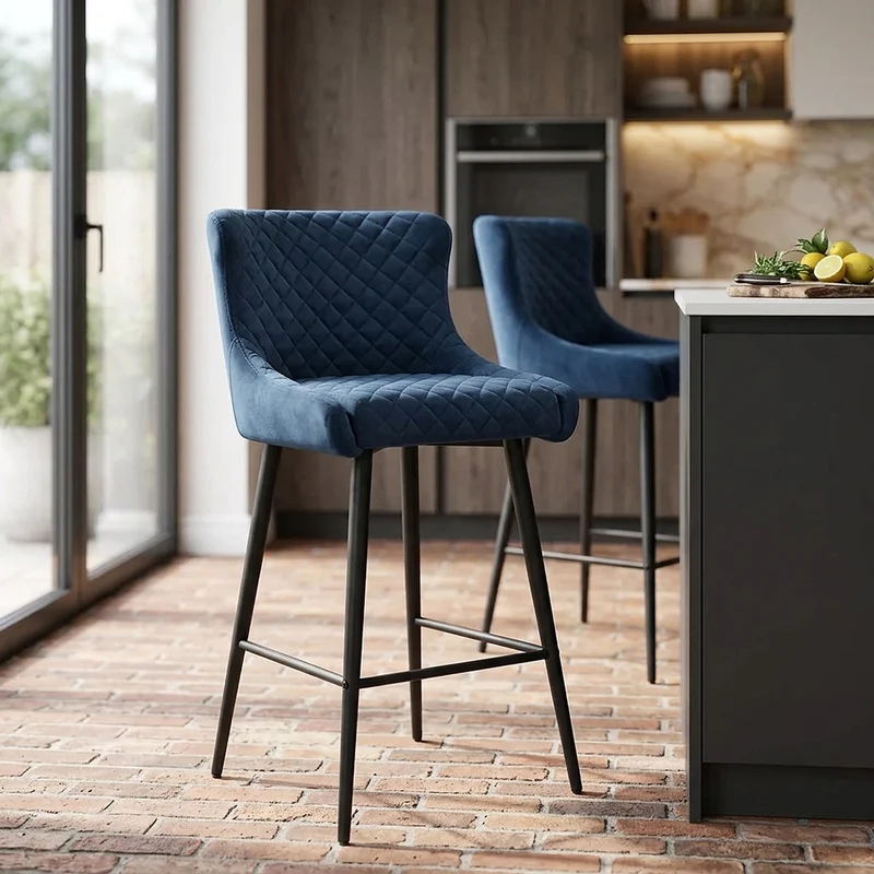 Sgabello Velluto - Provence Blu