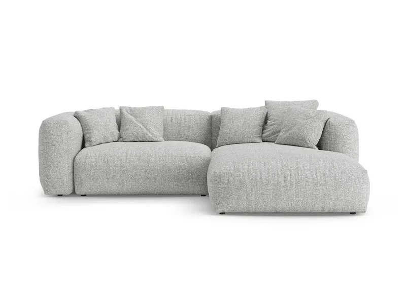 Divano Angolare Destro Letto con Contenitore in Bouclé, "Martina", 4 Posti, 280x170x75
