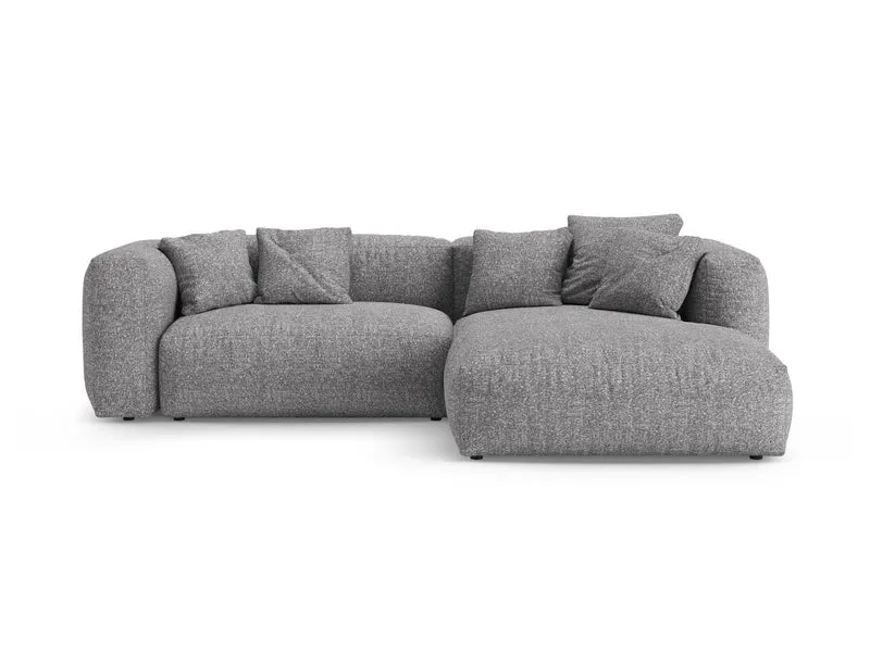 Divano Angolare Destro Letto con Contenitore in Bouclé, "Martina", 4 Posti, 280x170x75