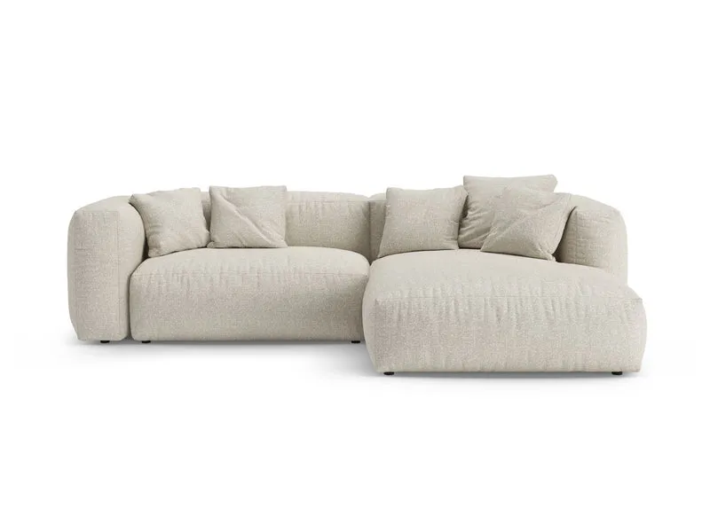 Divano Angolare Destro Letto con Contenitore in Bouclé, "Martina", 4 Posti, 280x170x75