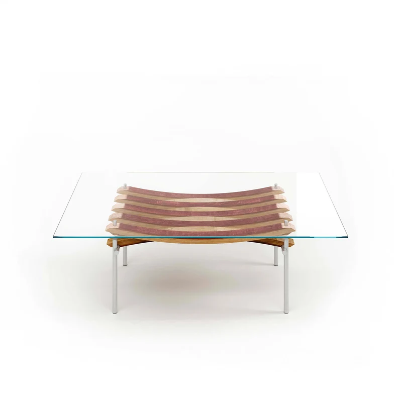 Wood and Glass Coffee Table VINCI by Winetage