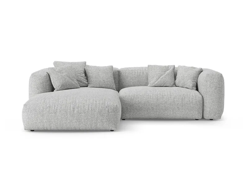 Divano Angolare Sinistro Letto con Contenitore in Bouclé, "Martina", 4 Posti, 280x170x75