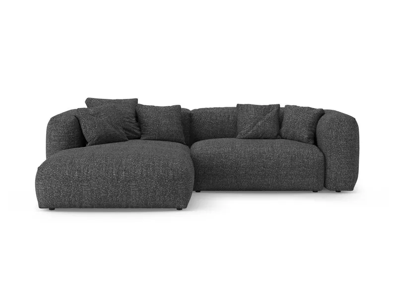 Divano Angolare Sinistro Letto con Contenitore in Bouclé, "Martina", 4 Posti, 280x170x75