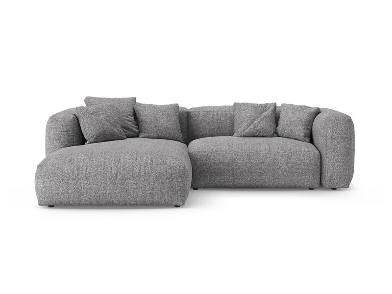 Divano Angolare Sinistro Letto con Contenitore in Bouclé, "Martina", 4 Posti, 280x170x75