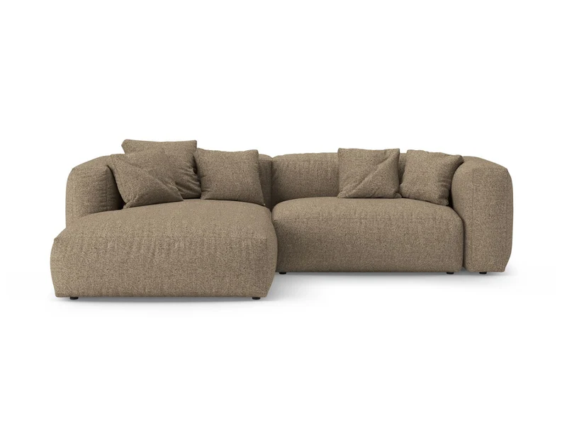 Divano Angolare Sinistro Letto con Contenitore in Bouclé, "Martina", 4 Posti, 280x170x75