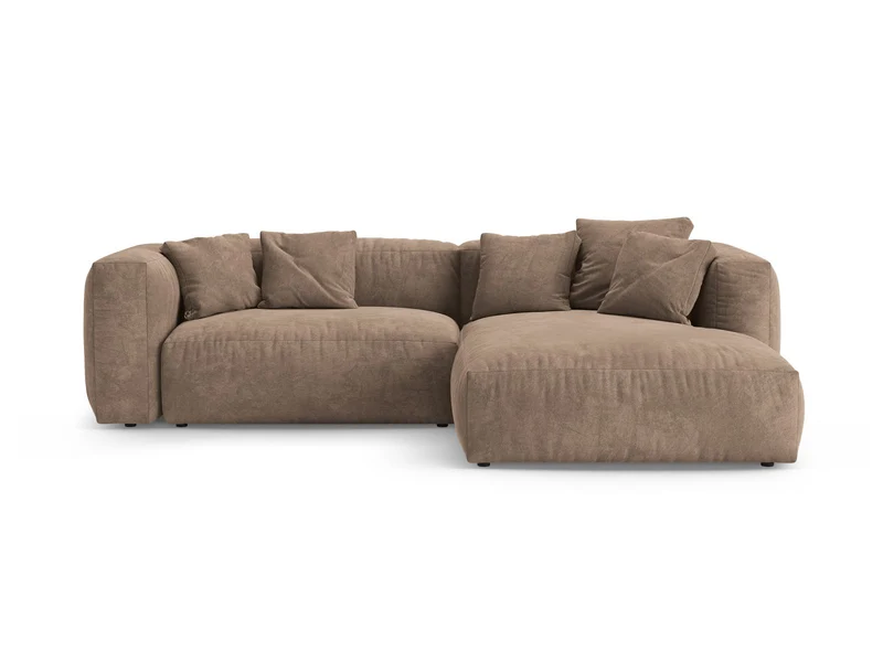 Divano Angolare Destro con Funzione Letto in Velluto, "Martina", 4 Posti, 280x170x75
