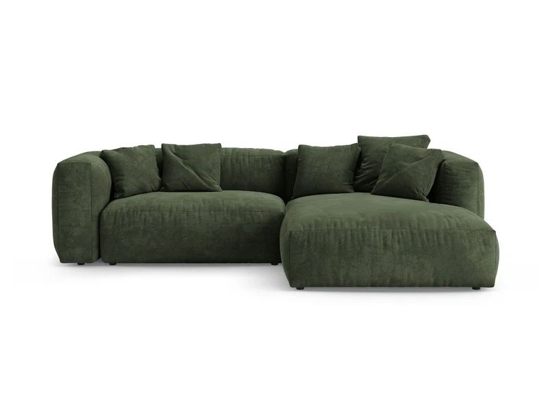 Divano Angolare Destro con Funzione Letto in Velluto, "Martina", 4 Posti, 280x170x75