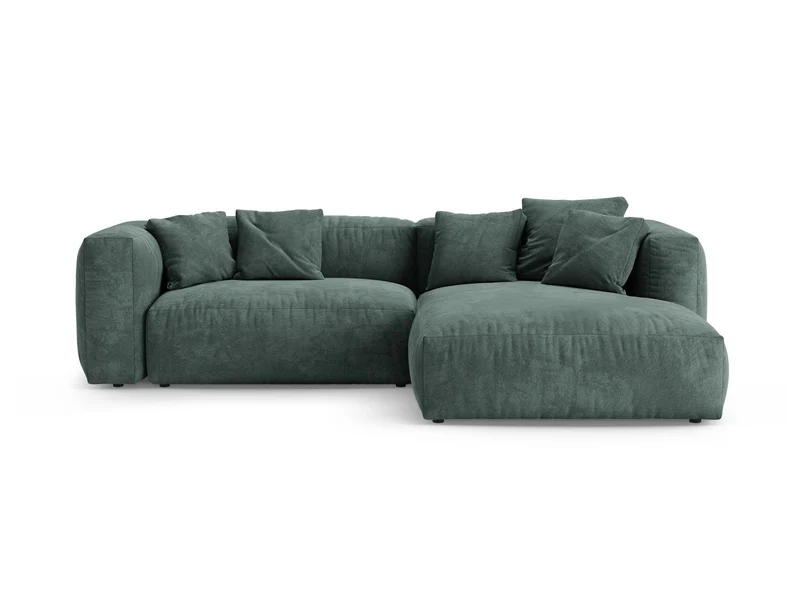 Divano Angolare Destro con Funzione Letto in Velluto, "Martina", 4 Posti, 280x170x75