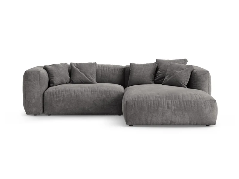 Divano Angolare Destro con Funzione Letto in Velluto, "Martina", 4 Posti, 280x170x75