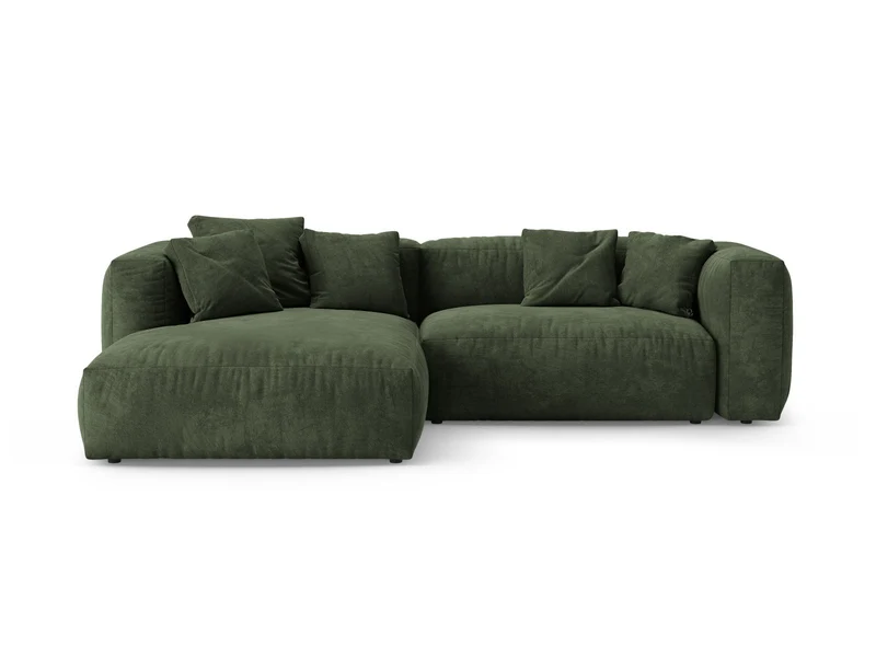 Divano Angolare Sinistro con Funzione Letto in Velluto, "Martina", 4 Posti, 280x170x75