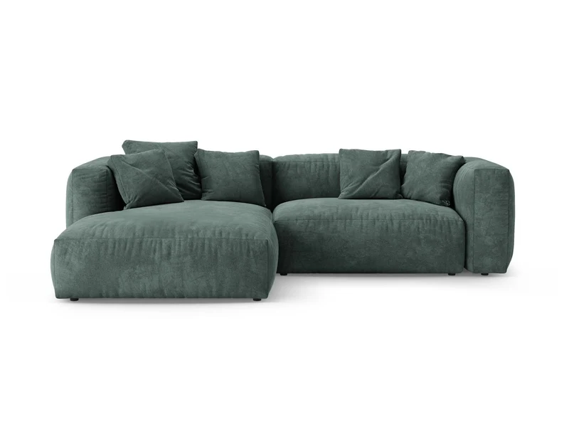 Divano Angolare Sinistro con Funzione Letto in Velluto, "Martina", 4 Posti, 280x170x75