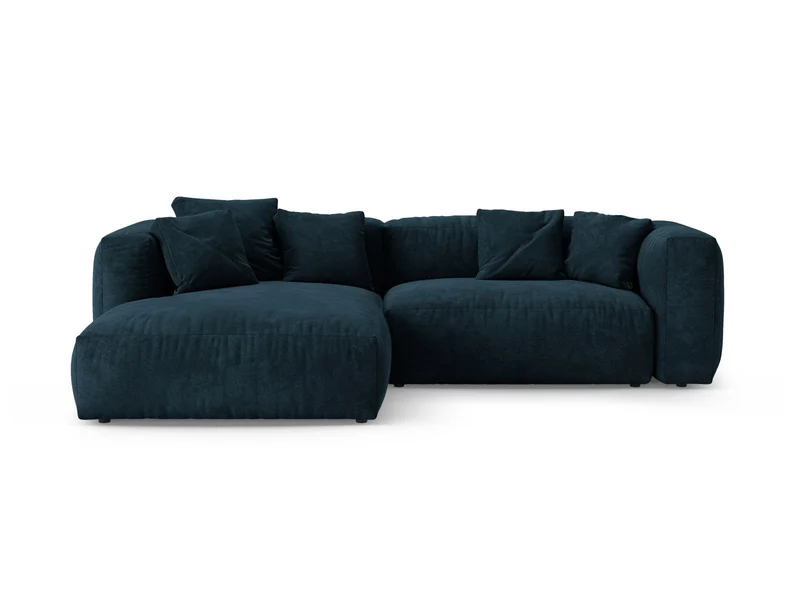 Divano Angolare Sinistro con Funzione Letto in Velluto, "Martina", 4 Posti, 280x170x75