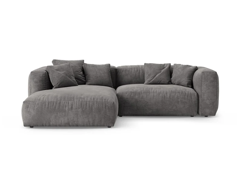 Divano Angolare Sinistro con Funzione Letto in Velluto, "Martina", 4 Posti, 280x170x75