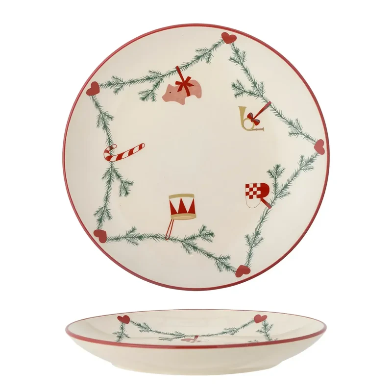 Bord aardewerk beige Yule 25cm