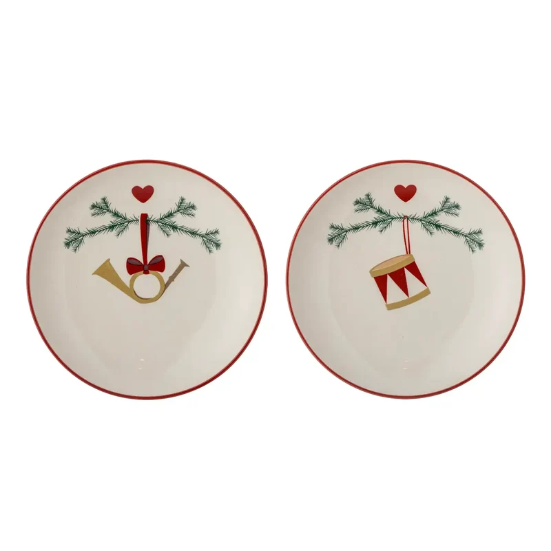 Borden aardewerk beige yule 16cm - set van 2
