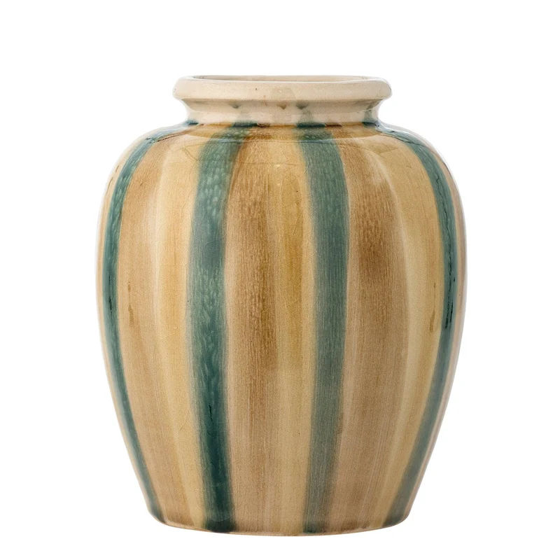 Vaas aardewerk groen bruin Rahima Ø16,5×20 cm
