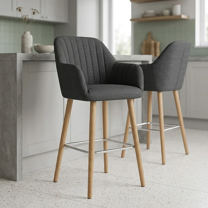 Sgabello Tessuto Legno - Rio Grigio scuro