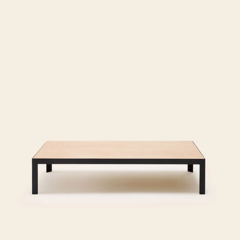 Table basse ORELIA 25cm beige poudré et métal noir