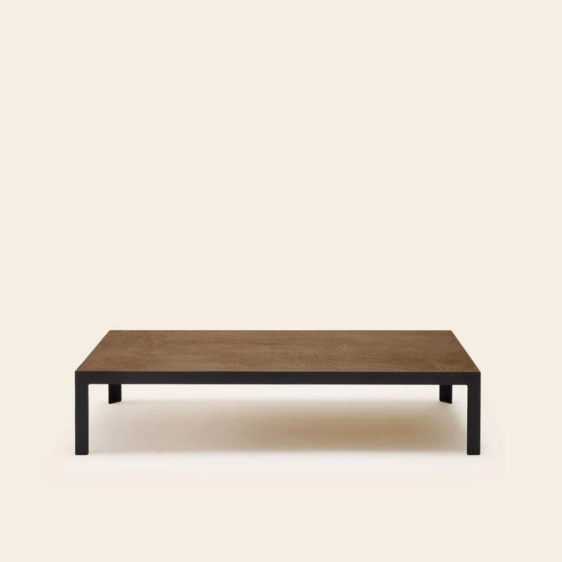 Table basse ORELIA 25cm terre brune et métal noir
