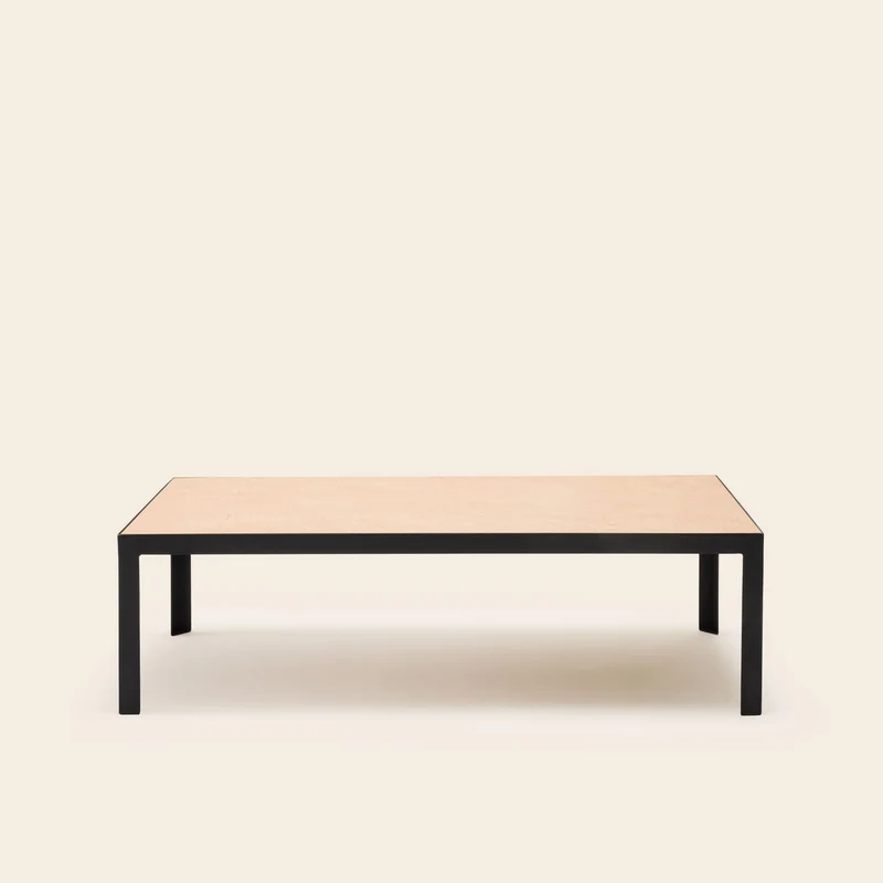 Table basse ORELIA beige poudré et métal noir